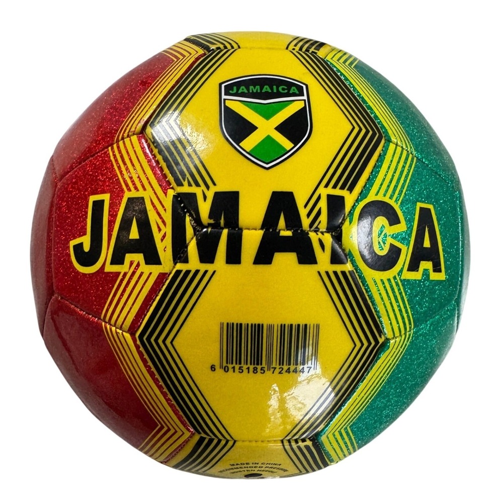 Jamaica Soccer Ball Red‎ Yellow Green Glitter Mini Size 5.5 Inch National Crest